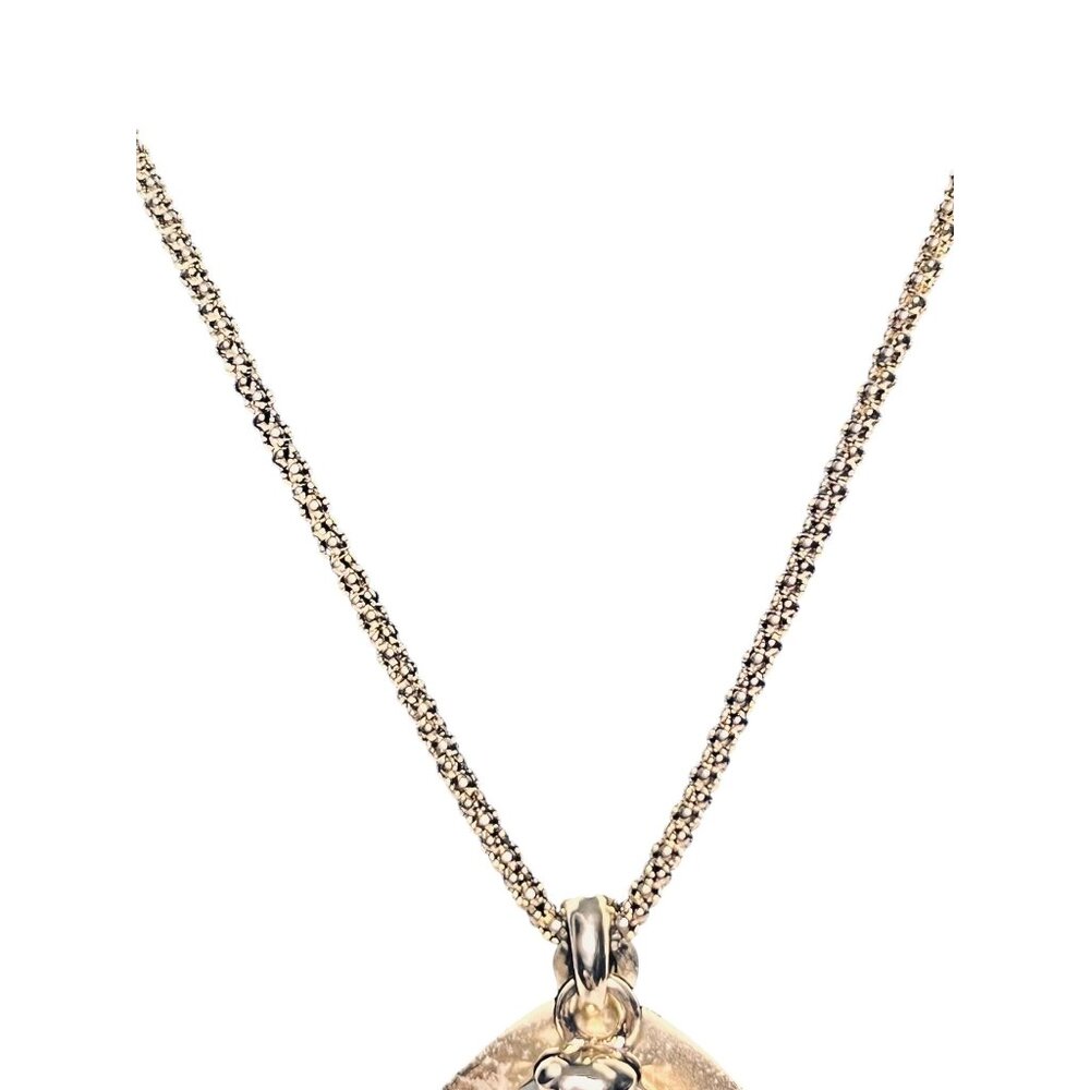Monet Gold Tone Byzantine Chain Necklace W/ Blue Green Semi Precious Pendant (62 - Picture 3 of 8